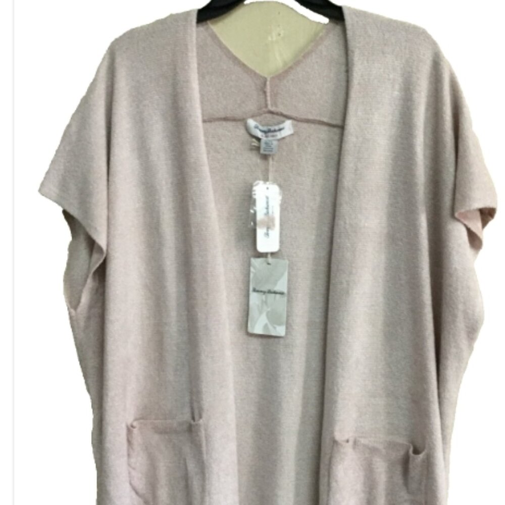 Tommy Bahama Women L - XL Island Soft Cardigan Sweater Open Front Beige NWT - Picture 3 of 10